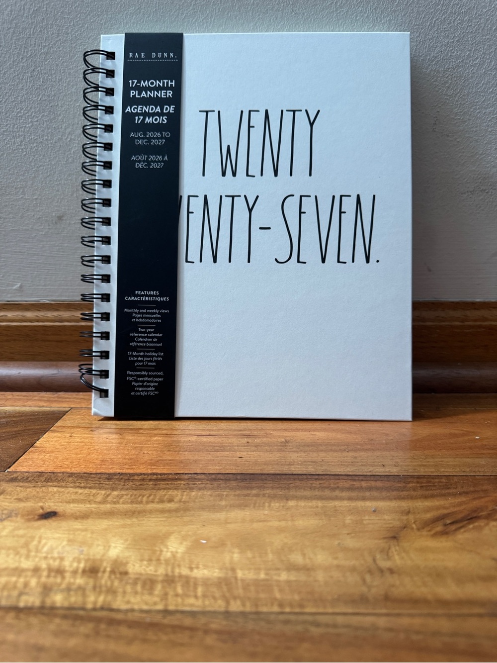 Rae Dunn 2027 PLANNER Hard Cover Spiral 17 months Planner Ivory 10x8”